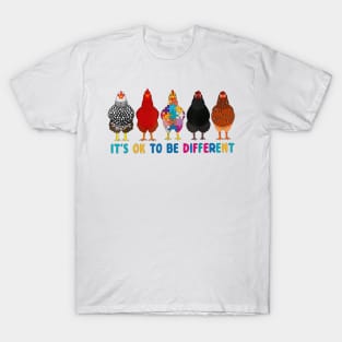 It's Ok To Be Different Cute Chickens Autism Awareness T-Shirt